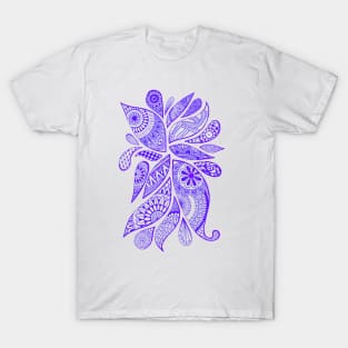 Abstract Zentangle Swirls Design (indigo on white) T-Shirt